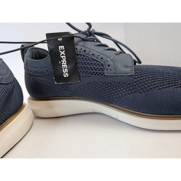 NEW Express Mens Size 12 Fabric Dress Sneakers Oxford Shoes Navy Blue Derby - Picture 11 of 16
